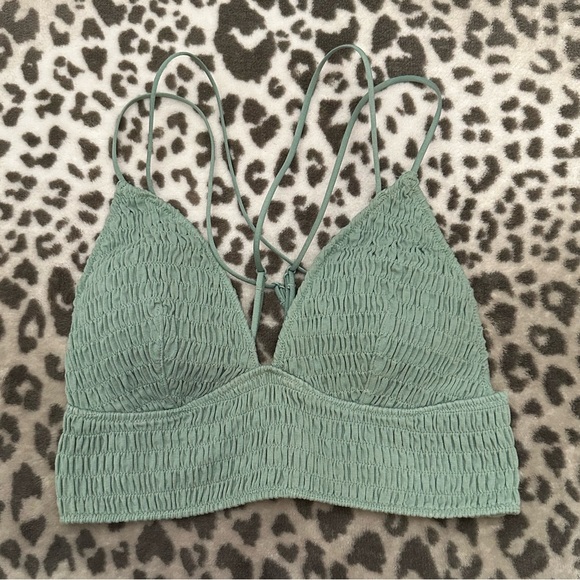 PINK Victoria's Secret Other - PINK Victoria's Secret Smocked Bralette in Green Size Medium Women’s